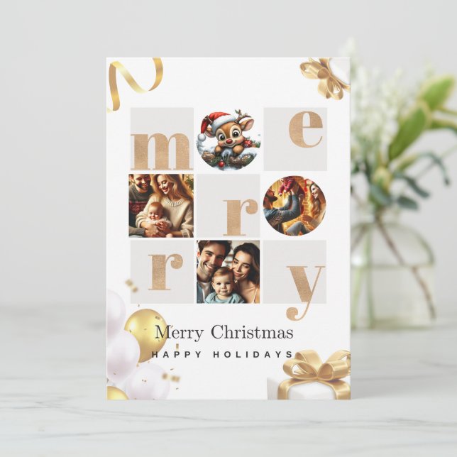 Cartões de foto de Natal Elegante com Deta de Rami (Em pé/Frente)
