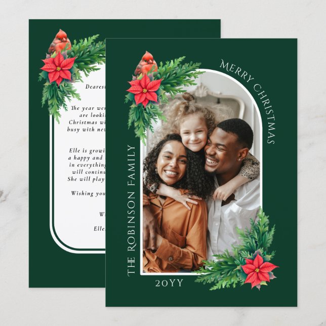 Cartões de foto de Natal Elegante com Mensagem no  (Frente/Verso)