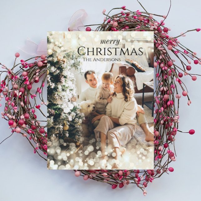 Cartões de foto de Natal elegante moderno Sparkle (Criador carregado)