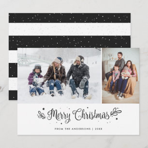 Cartões de foto de Natal em branco e preto