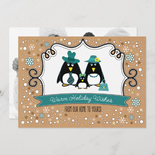 Cartões de foto de Natal Engraçados da Família Pen (Frente/Verso)