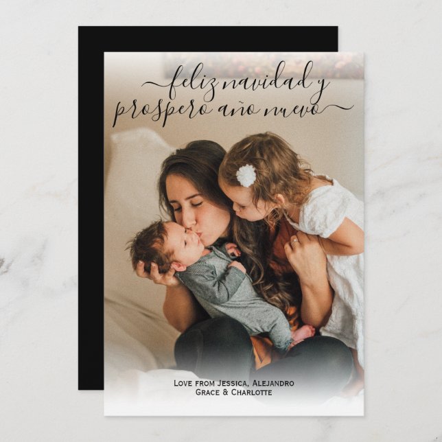 Cartões de foto de Natal Feliz Navidad Modern (Frente/Verso)
