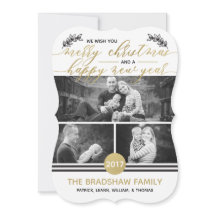 Cartões de foto de Natal, Folha de Ouro Faux