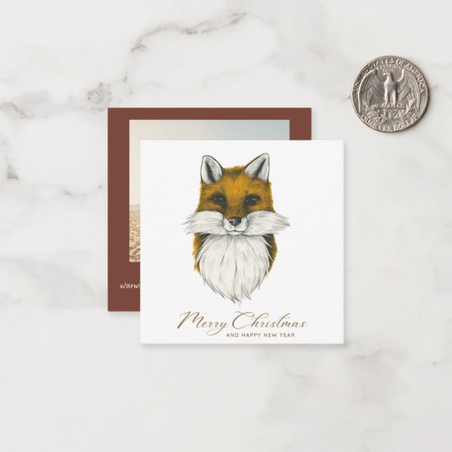 Cartões de foto de Natal Fox (Frente/Verso In Situ)