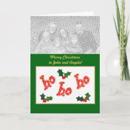 Cartões de foto de Natal 'Ho Ho Ho' personalizável