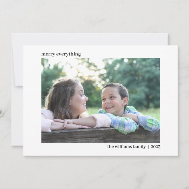 Cartões de foto de Natal horizontal Elegante simpl (Frente)