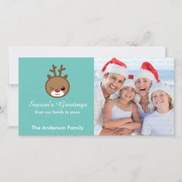 Cartões de foto de Natal Kawaii Reindeer