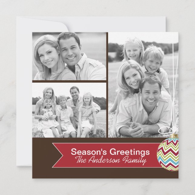 Cartões de foto de Natal na moda de Chevron (Frente)