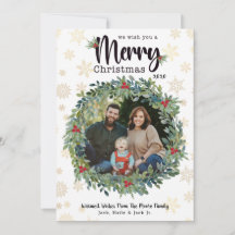 Cartões de foto de Natal ouro Flocos de Neve