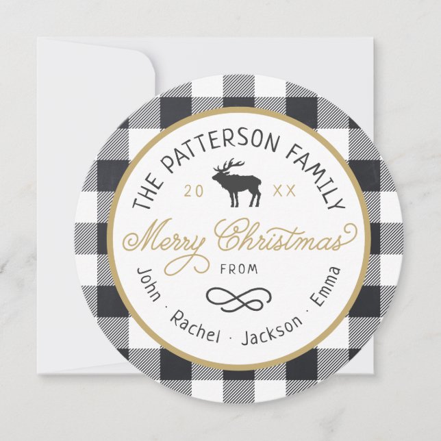 Cartões de foto de Natal Redondo Rustic Reindeer (Frente)