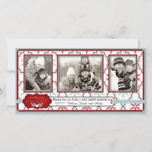 Cartões de foto de Natal Retro Flocos de Neve