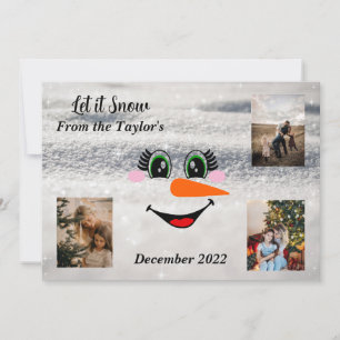 Cartões de foto de Natal Snowman Sorridente
