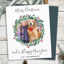 Cartões de foto de Natal Verde Moderno do Orçament