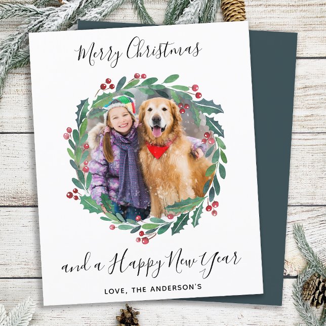 Cartões de foto de Natal Verde Moderno do Orçament (Criador carregado)