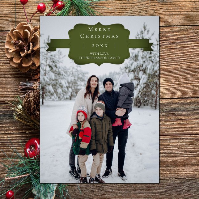 Cartões de foto de Natal Verde Moderno e Simples (Green Modern and Simple Christmas Photo Card)