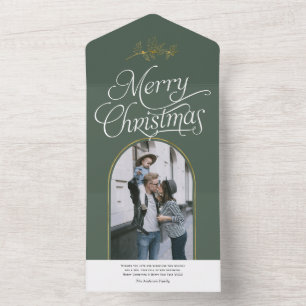 Cartões de foto de Natal verde para caligrafia el