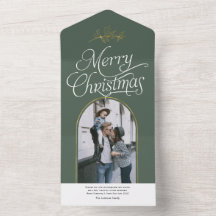 Cartões de foto de Natal verde para caligrafia ele