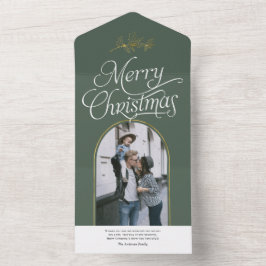 Cartões de foto de Natal verde para caligrafia ele