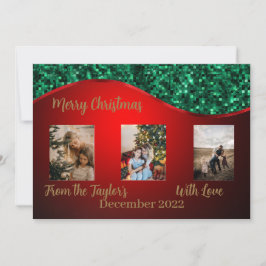 Cartões de foto de Natal Vermelho com Borda Vermel
