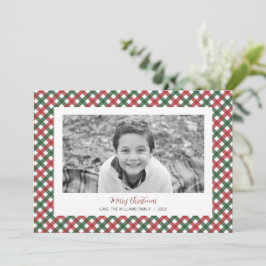 Cartões de foto de Natal Vermelho e Xadrez Verde