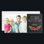 Cartões de foto de Natal Vintage Floral Chalkboard<br><div class="desc">Um Cartões de foto de Natal com um design floral vintage em um fundo tipo quadro-negro. Visite o Novo blog Paperie para obter mais >>https://freshpaperie.blogspot.com</div>