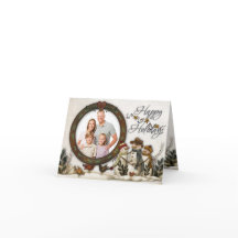 Cartões de foto de Natal Whimsical Folk Art Snowme