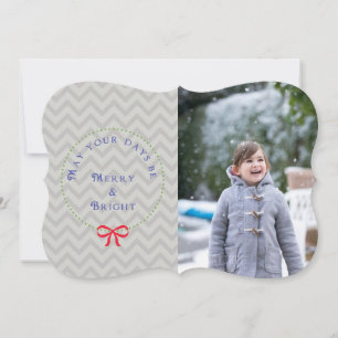 Cartões de foto de Natal Wreath Chevron