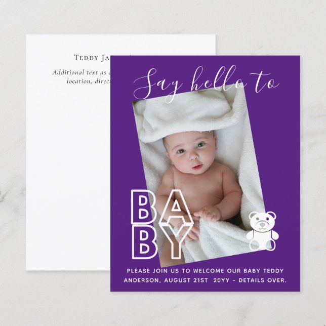 CARTÕES DE FOTO Orçamento Novo Bebê - Moderno Dive (Frente/Verso)