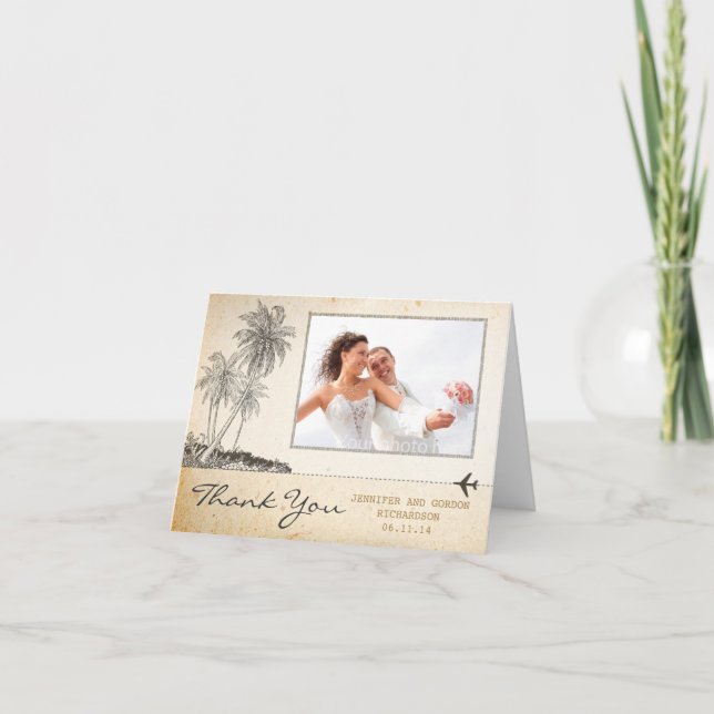 cartões de foto vintage da praia de agradecimento (Frente)