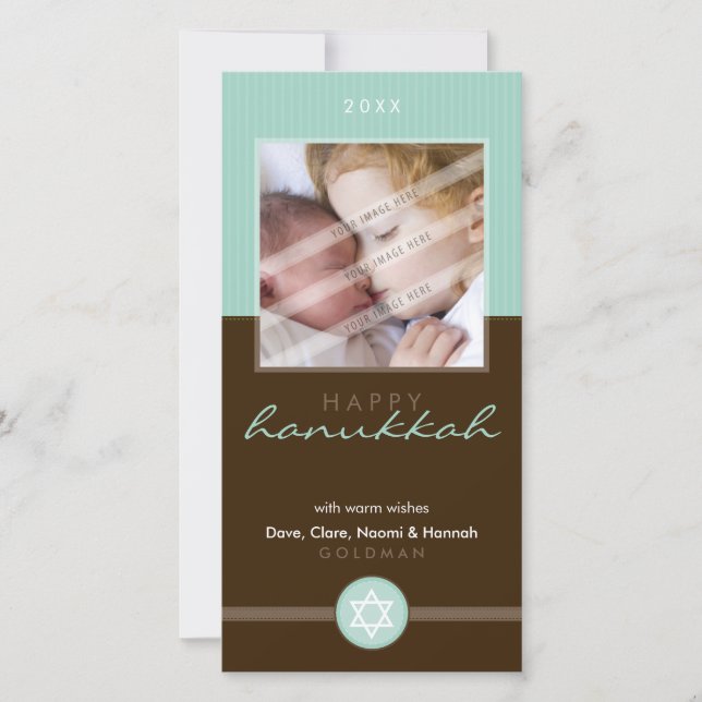 CARTÕES DE FOTOS CHANUKKAH bonito: stripedstitch 4 (Frente)
