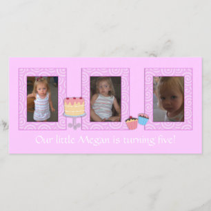 Cartões de fotos de aniversário rosa