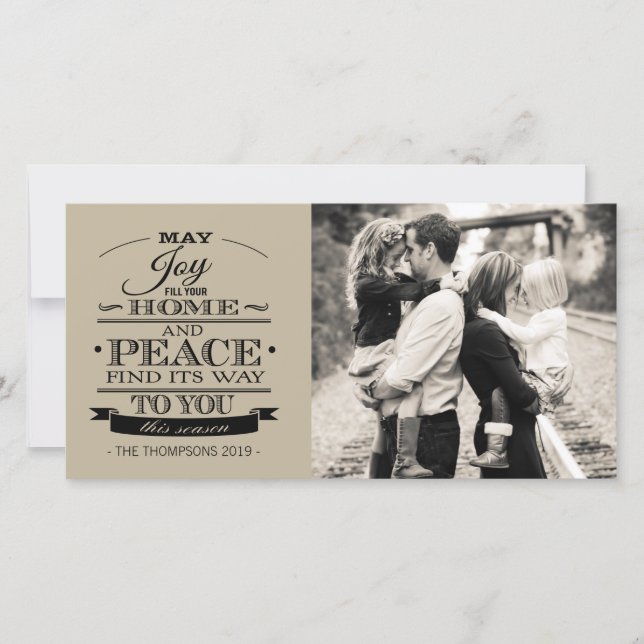 CARTÕES DE FOTOS de fotos da família de Natal JOY  (Frente)