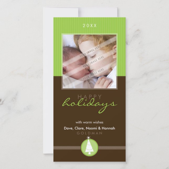 CARTÕES DE FOTOS DE NATAL bonito: stripedstitch 6P (Frente)