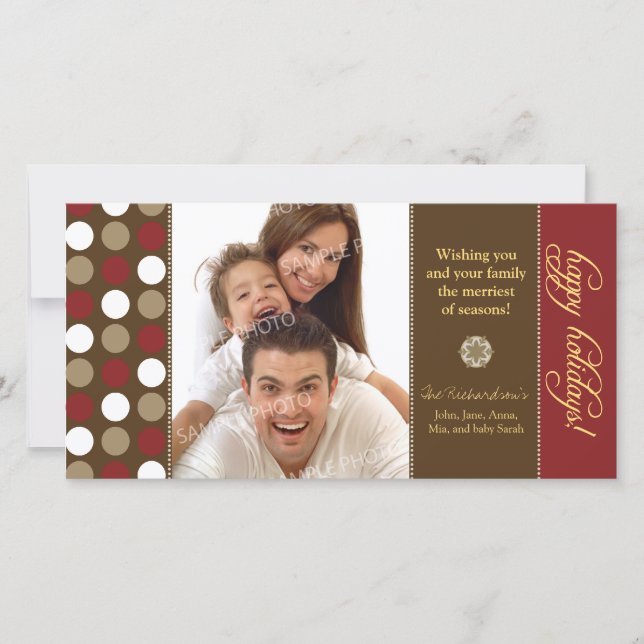 Cartões de fotos de Natal para Polkadots de Chocol (Frente)