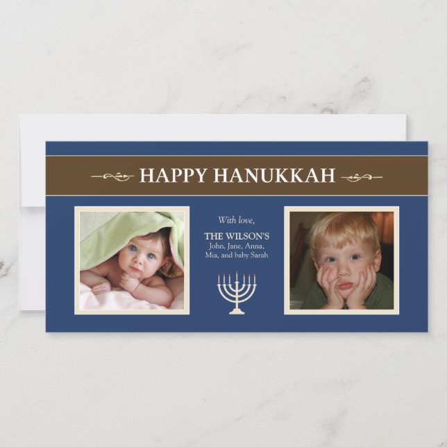 Cartões de fotos Feliz de Férias Hanukkah Menorah  (Frente)