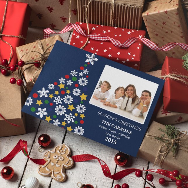 Cartões de fotos Festivo de Férias de Natal Azul (Criador carregado)