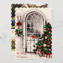 Cartões de fotos plano das luzes da janela natalíc