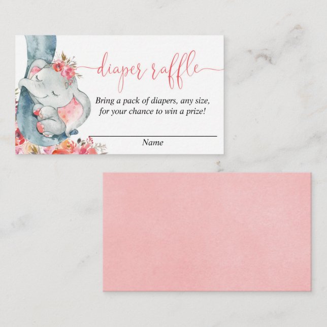 Cartões de fralda de chá de fraldas de elefante (Frente/Verso)