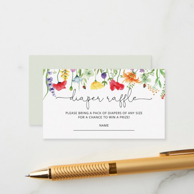 Cartões de Fralda de Chá de fraldas de flores selv (Frente/Verso In Situ)