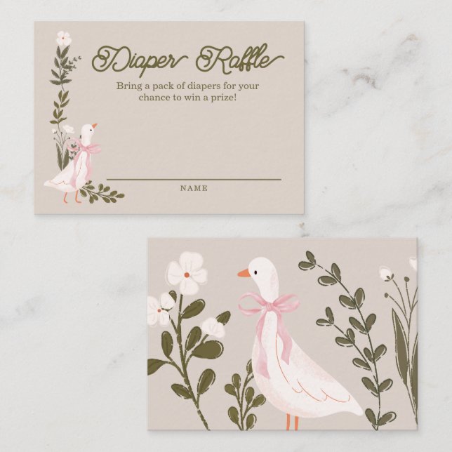 Cartões de Fralda de Chá de fraldas de ganso do bo (Frente/Verso)