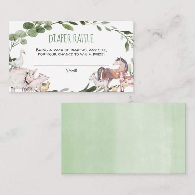Cartões de fralda de chá de fraldas para animais d (Frente/Verso)