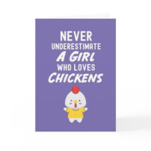 Cartões de Frango Rosa Fofo Para Meninas Bebês Ama