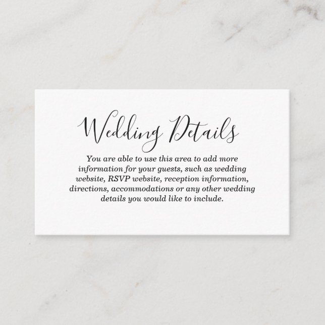 Cartões de Gabinete de Detalhes de Casamento do Am (Frente)