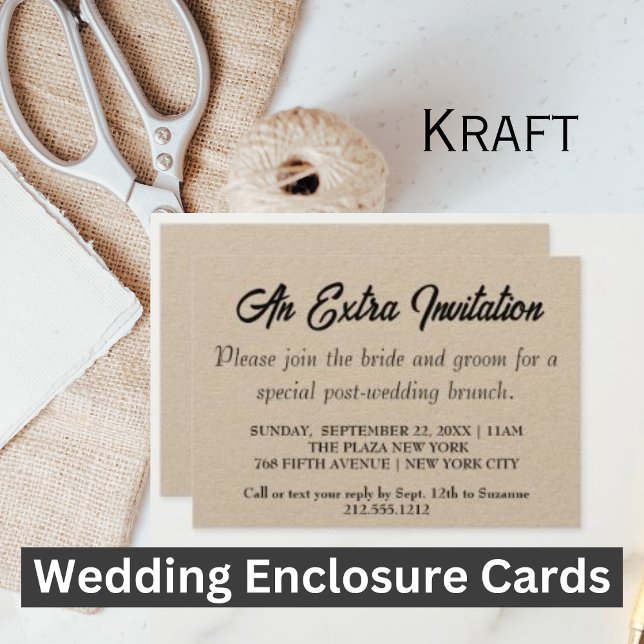 Cartões de gabinete de kraft de Brunch Extra Invit (Kraft Wedding Enclosure Cards)