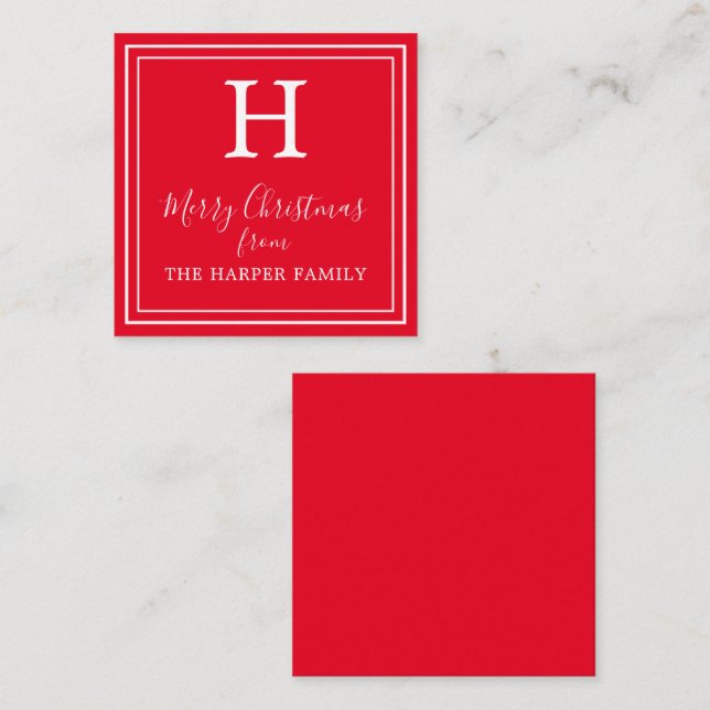 Cartões de gabinete de presente de Natal em Monogr (Frente/Verso)