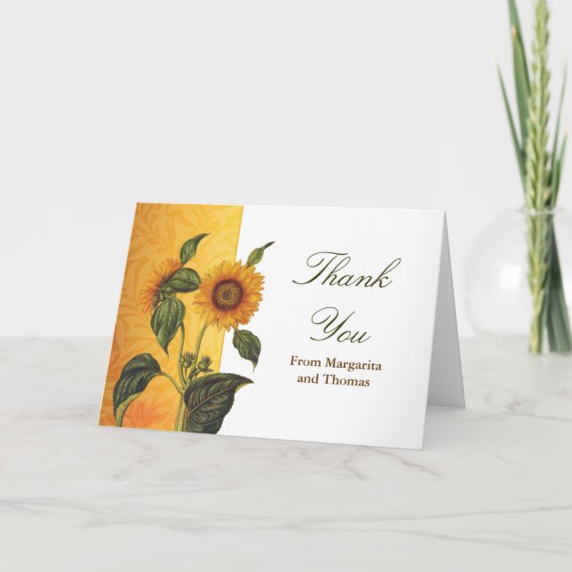 cartões de girassol lindos obrigado (Frente)