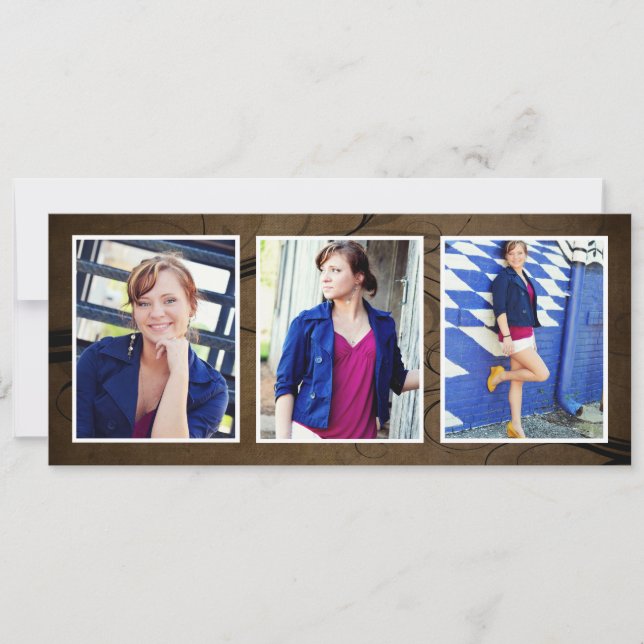 Cartões de Graduação de Fotos Tripla Browntone (Frente)