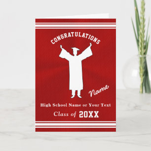 Cartões de Graduação Personalizados para Ele, Verm