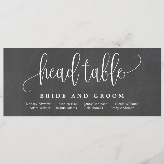 Cartões De Gráfico De Assentos De Caligrafia Adorá (Frente)