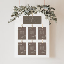 Cartões de Gráfico de Casamento de Castanho Floral